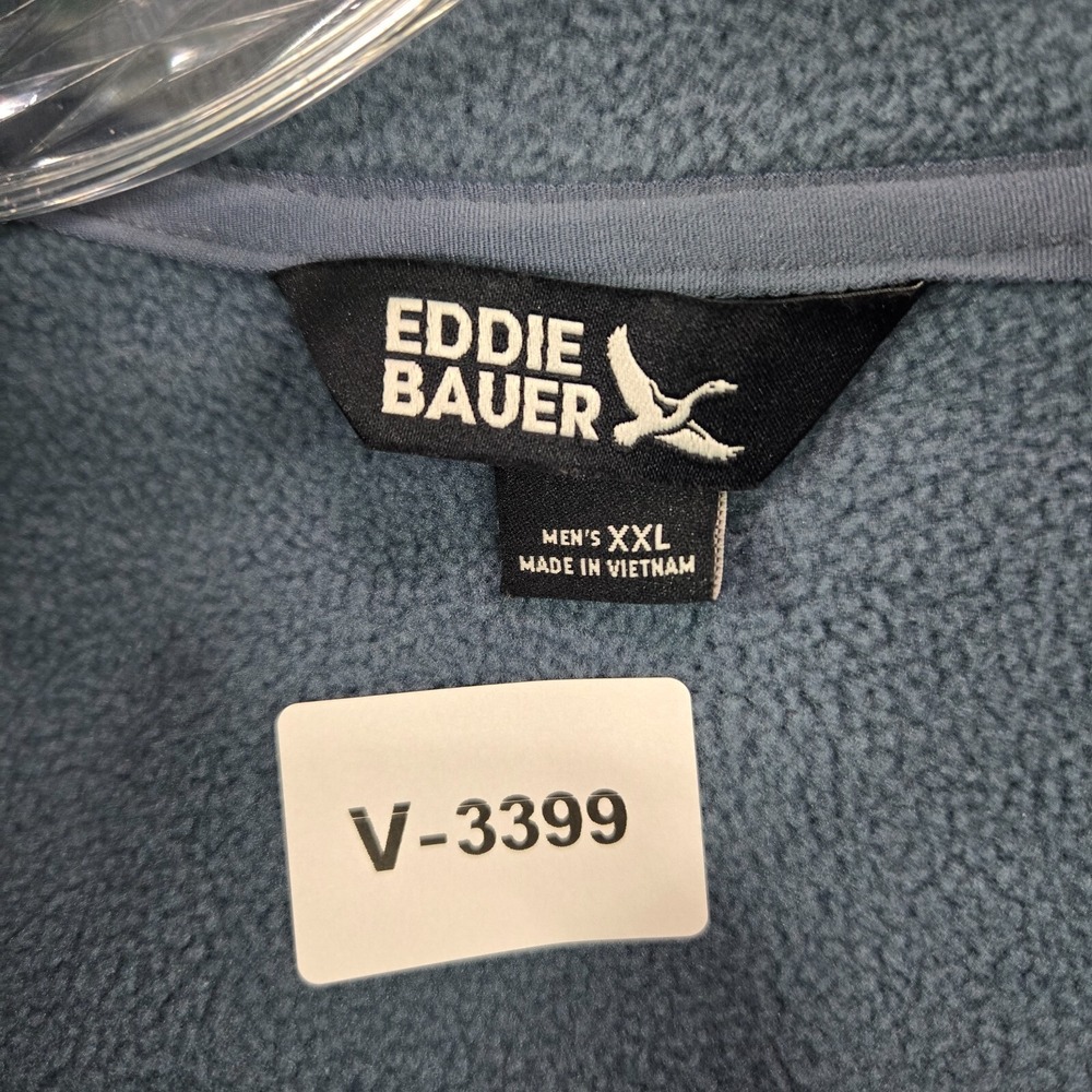 Eddie Bauer Men Sweater 2XL Blue Fleece‎ 1/4 Snap Pockets Outdoor Hiking - Picture 2 of 11